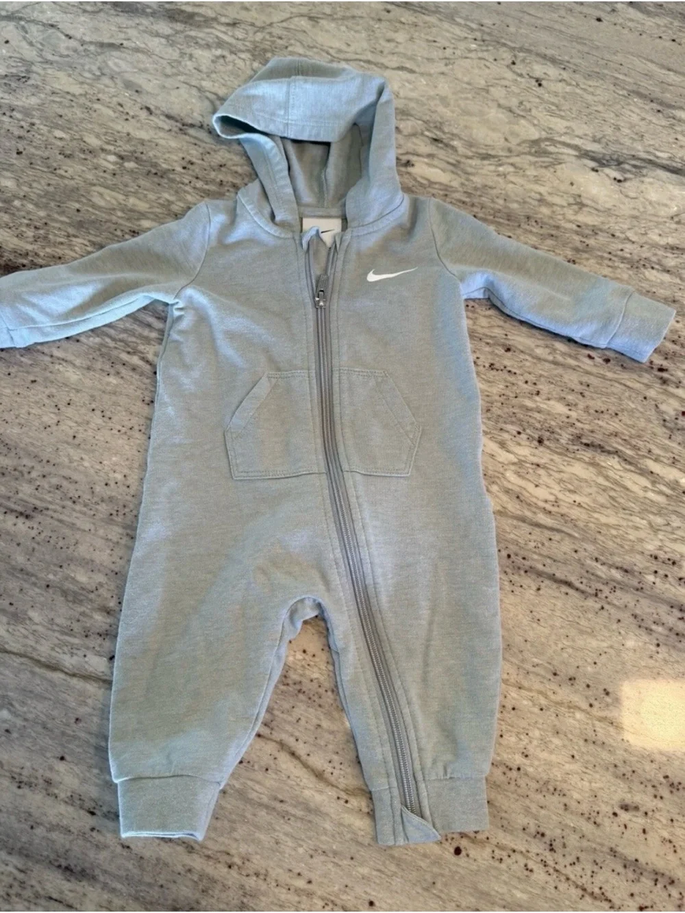 Nike Light Gray Hooded Baby One-Piece Footie